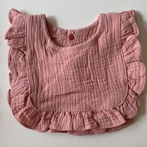 Baby bibs 100% Cotton muslin ruffle bibs side tie snap closure - Picture 4 of 5